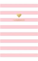 Pink and White Striped Lined Notebook