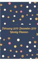 February 2019-December 2019 Weekly Planner: 48 Week Simple Agenda: 6x9 Soft Cover: Gorgeous Navy Blue, Gold, & White Exterior
