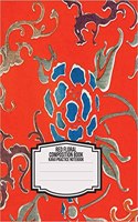 Red Floral Composition Book: Kanji Practice Notebook: Genkouyoushi Paper for Notetaking & Writing Practice of Kana & Kanji Characters