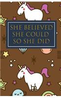 She Believed She Could So She Did: Bullet Grid Journal, Dot Grid Matrix Notebook Planner Paper, 5.5 X 8.5 inch, Professionally Designed Hand Lettering Concepting