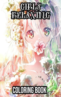 Girls Relaxing Coloring Book: Cute Manga Girls with Beautiful Floral Designs for Relaxation.