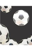Black & White Soccer Ball player's Composition Blank Line School Notebook