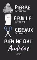 Rien ne bat Andréas - Notes: Noms Personnalisé Carnet de notes / Journal pour les garçons et les hommes. Kawaii Pierre Feuille Ciseaux jeu de mots. Fournitures scolaires, premie