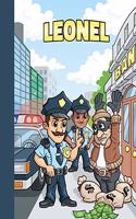 Leonel: First Name Personalized Sketchbook with Large Blank Pages Pad for Drawing, Doodling and Sketching. Colorful Police Officers Cartoon Cover for Kids, 