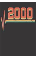 Notebook: 2000 Birthday Year Gift Heartbeat Retro Vintage Dot Grid 6x9 120 Pages Journal