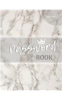 Password Book: Marble Password Journal Large Print with alphabetical Tabs (8.5 x 11 inches)