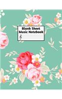 Blank Sheet Music Notebook: Easy Blank Staff Manuscript Book Large 8.5 X 11 Inches Musician Paper Wide 12 Staves Per Page for Piano, Flute, Violin, Guitar, Trumpet, Drums, Cell