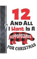 12 And All I Want Is A Hippopotamus For Christmas: Red Buffalo Plaid Blank Holiday Doodling & Drawing Art Book Sketchbook Journal For Boys And Girls