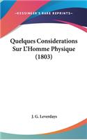 Quelques Considerations Sur L'Homme Physique (1803)