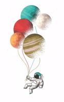 Terminplaner - Astronaut Flying With Balloons: 120 Seiten - 6 x 9 Zoll (15,24 x 22,86 cm)
