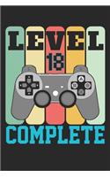 Level 18 complete: funny 18th Gamer Birthday Gift retro vintage notebook / journal design