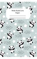 Cute Baby Panda Theme Wide Ruled Line Paper