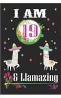 I Am 19 And Llamazing: Llama Lovers Journal / Notebook / Diary / Birthday & Christmas Gift. Llamazing Birthday Gift for 19 Years Old Kids, Boys And Girls