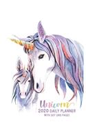 Unicorn 2020 Daily Planner with Dot Grid Pages: Pretty Day Calendar Notebook and Journal