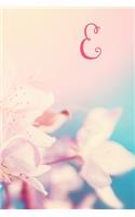 E: Monogram Initial Notebook and diary with pink floral design