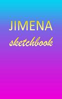 Jimena: Sketchbook - Blank Imaginative Sketch Book Paper - Pink Blue Gold Custom Letter J Personalized Cover - Teach & Practice Drawing for Experienced & As