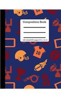 Composition Book - Football Sports - Writing Notebook - Wide