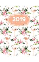 2019 Planner: Hand Drawn Flamingos and Flowers - Letter-Sized