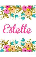 Estelle: Personalised Name Notebook/Journal Gift For Women & Girls 100 Pages (White Floral Design)