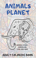 Animals Planet - Adult Coloring Book - Donkey, Lemur, Chameleon, Lynx, and more