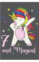 7 and Magical: A Cute 7th Birthday Dabbing Unicorn Practice Writing Journal, A 6x9" Blank Lined Wide Ruled Notepad With 120 Practice Pages For School