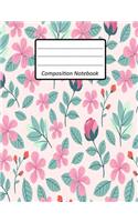 composition notebook: floral composition notebook, wide ruled composition notebook, beautiful notebook for school home work and everyday use.