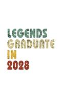 Legends graduate in 2028: Vintage Composition Notebook For Note Taking In School. 8.5 x 11 Inch Notepad With 120 Pages Of White College Ruled Lined Paper.