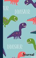 Journal: Blue Dinosaur Pattern Notebook For Kids, Blue Prehistoric Creatures Diary