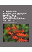 Experimental Psychology Volume 1, PT. 1: (English)