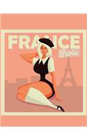 Daily Journal Planner: Paris, France Retro Vintage Pin-up Girl 365 + Days Bullet Journaling Blank Notebook with sections for date, time, notes, lists & doodles! 8.5 x 11 s