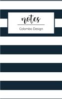 Notes Colombo Design: Business Dot Grid Notebook & Bullet Journal - Softcover, 120 Pages, 5x8", Blue/White Stripes