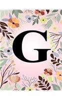 G: Monogram Initial Letter G Notebook - College Ruled Journal Gift for Women and Girls