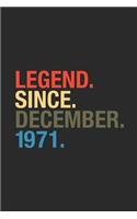 Legend Since December 1971: Blank Lined Notebook / Journal (6 X 9) - 48th Birthday Gift Idea for Women And Men