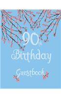 90th Birthday Guestbook: Soft pale blue cover cherry blossoms. 110 Lined pages. 8.5x11