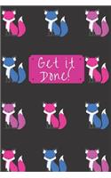 Get It Done!: Daily To-Do List Journal with Checkboxes Foxes Blue Purple Pink