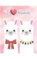 I Love Alpacas Notebook (College Ruled, Large 8.5x11, 130 Pages)