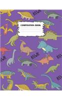 Composition Book: Dinosaur Composition Book, Journal For Kids, 120 Pages, Wide Ruled Book, 8.5" x 11", Dinosaurs On Cover