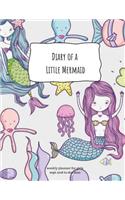 Diary of a Little Mermaid Weekly Planner for Girls Sept 2018 to Dec 2020: Two -Year Dated One Week Per Page Organizer Diary Gift for Women, Teens, College Students and Female Professionals, Week-At-A-Glance, Letter Sized 8