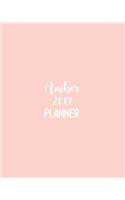 Amber 2019 Planner: Calendar with Daily Task Checklist, Organizer, Journal Notebook and Initial Name on Plain Color Cover (Jan Through Dec), Amber 2019 Planner