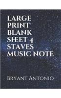 large print blank sheet 4 staves music note