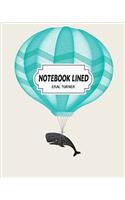 Notebook Lined Flying Whale: Notebook Journal Diary