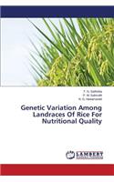 Genetic Variation Among Landraces Of Rice For Nutritional Quality