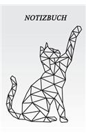 Notizbuch: Geometrische Katze schwarz weiß, 120 Seiten gepunktet, eckiger Buchrücken, genug Freiraum für all deine Notizen, Gedanken, Ideen und Visionen