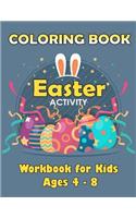 Coloring Book: Easter Activity Workbook for Kids: Cute Easter Theme Coloring Pages, Maze and Spot the Differences