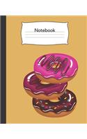 Notebook: Donut Notebook/ Donut Journal/ College Ruled Paper, 8 X 10, 100 Pages