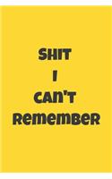 Shit I Can't Remember: : Lined Journal / Notebook Gift, 120 Pages, 6x9, Soft Cover, Matte Finish