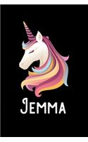 Jemma: Journal (Diary, Notebook) Personalized Custom Name Unicorn Birthday Gift for Girls and Women