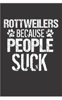 Rottweilers Because People Suck: Very Useful 120 Page Lined Journal Notebook With Convenient Date Line On Top Of Each Page: Great Gift For Any Rottie Lover/Owner