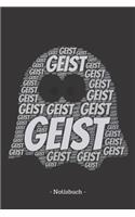 Geist: Notizblock - Notizbuch - DIN A5, 120 Seiten - Liniert, Lined, Linien - Notizen, Termine, Planer, Tagebuch, Organisation - Wortwolke Geschenk