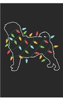 Pug with Christmas Lights - Christmas Notebook - Pug Diary - Dog Journal - Christmas Gift for Dog Lover